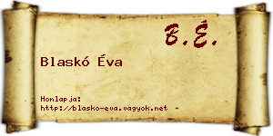 Blaskó Éva névjegykártya